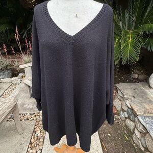 V-Neck Black Cotton-Cashmere Sweater